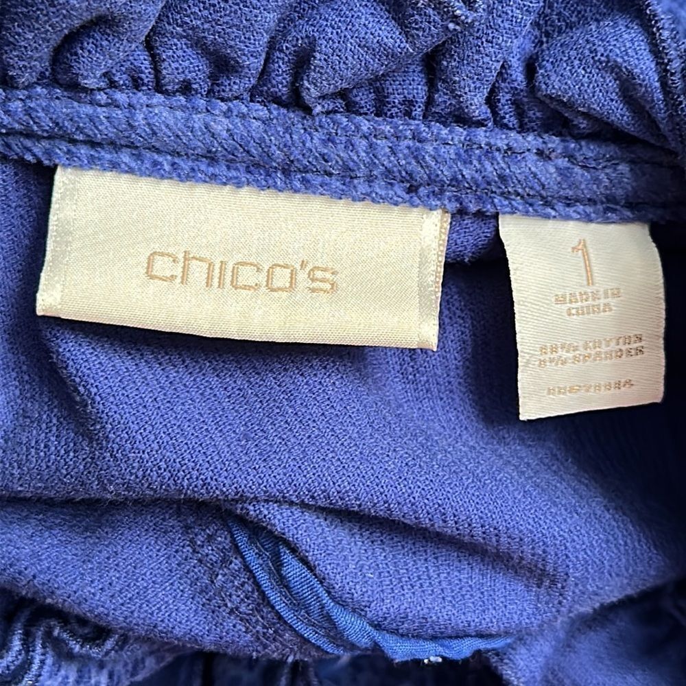 Chico's Corduroy Jacket Size 1 (8) Snake Print Stretch Ruffled - Picture 14 of 15
